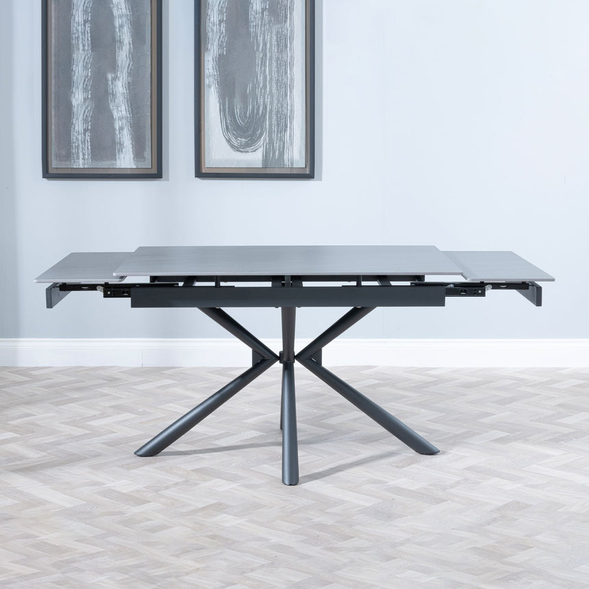 Suttons Black Ceramic Extending Dining Table with Black Cross Base - 120cm-180cm