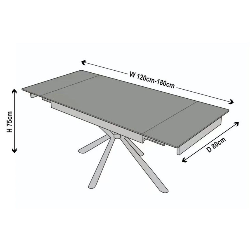 Suttons Black Ceramic Extending Dining Table with Black Cross Base - 120cm-180cm