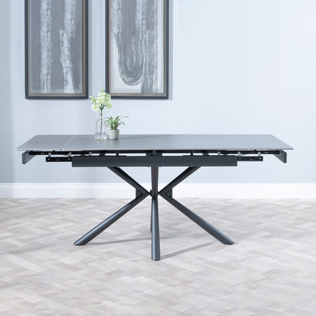 Suttons Black Ceramic Extending Dining Table with Black Cross Base - 120cm-180cm