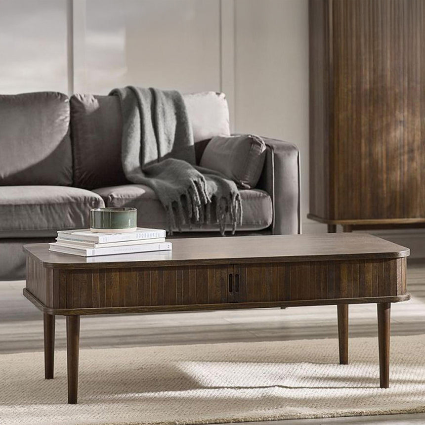Tambour Dark Oak Ribbed Coffee Table