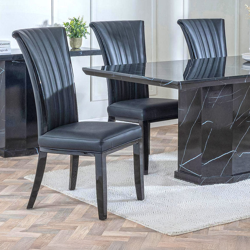 Toronto Marble Marble Dining Set - Milazzo Leather Dining Chair