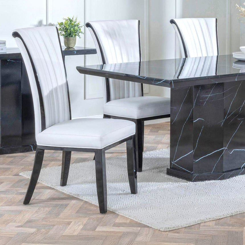 Toronto Marble Marble Dining Set - Milazzo Leather Dining Chair