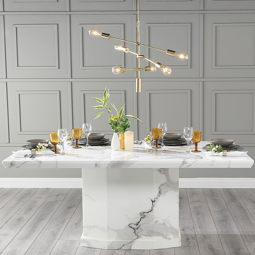 Buy Toronto 160cm White Marble Dining Table UD UK – Urban Deco UK