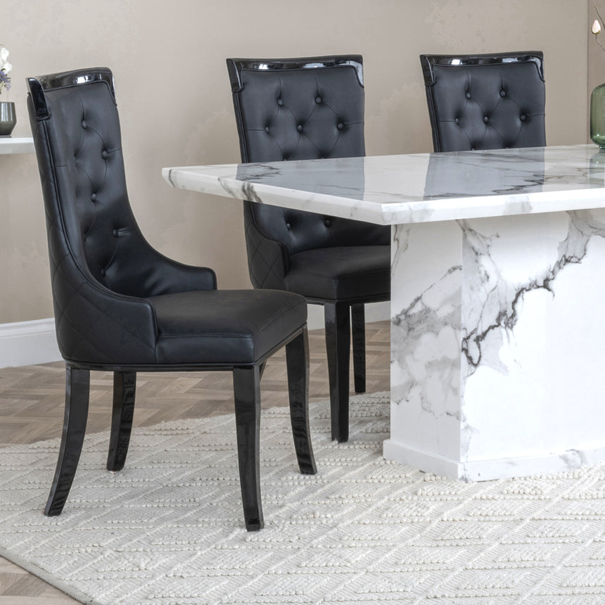 Toronto Marble Marble Dining Set - Modica Leather Dining Chair
