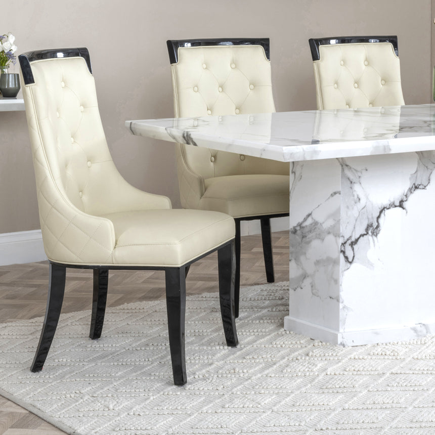 Toronto Marble Marble Dining Set - Modica Leather Dining Chair