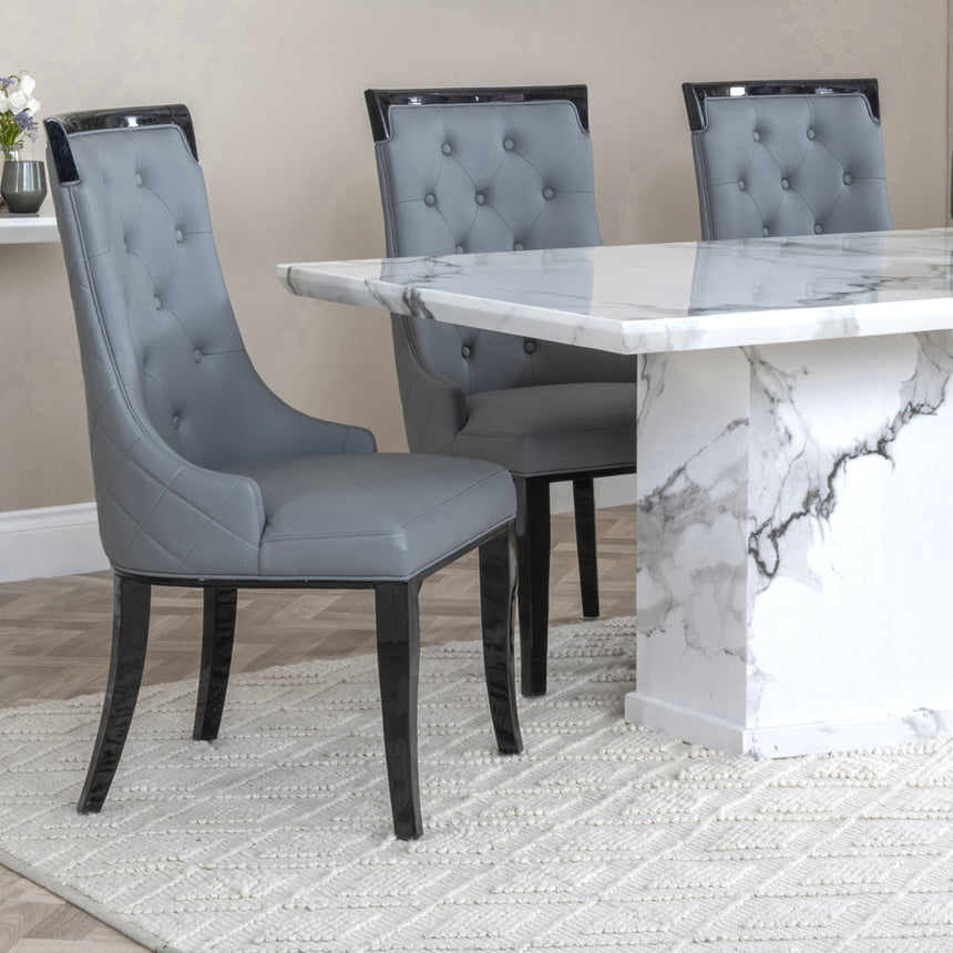 Toronto Marble Marble Dining Set - Modica Leather Dining Chair