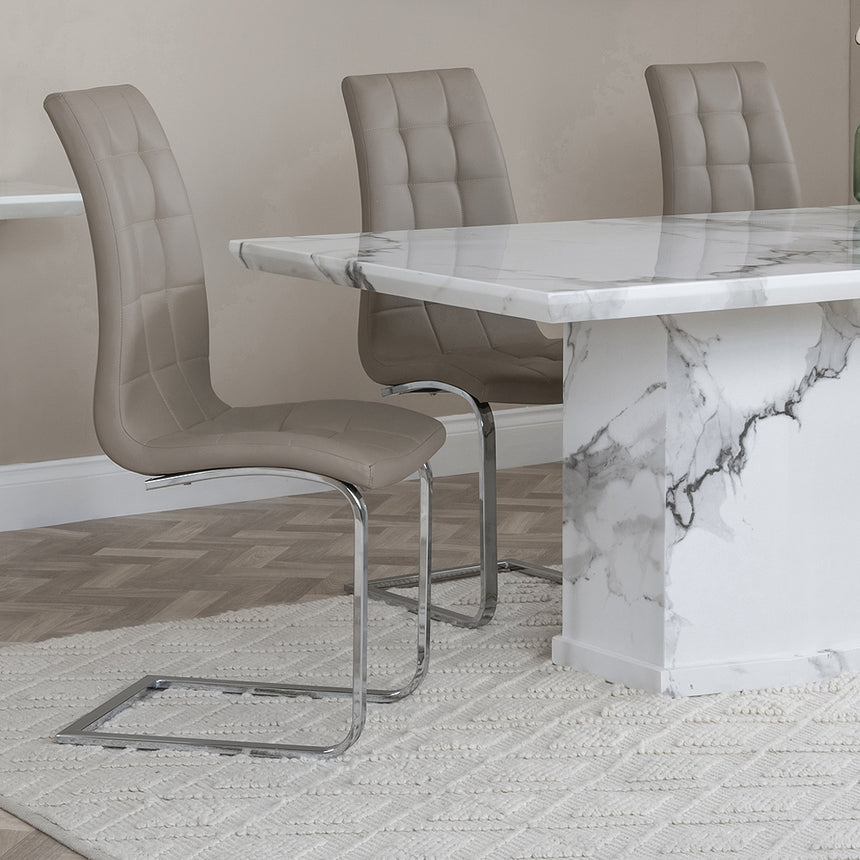 Toronto Marble Marble Dining Set - Padua Faux Leather Dining Chair