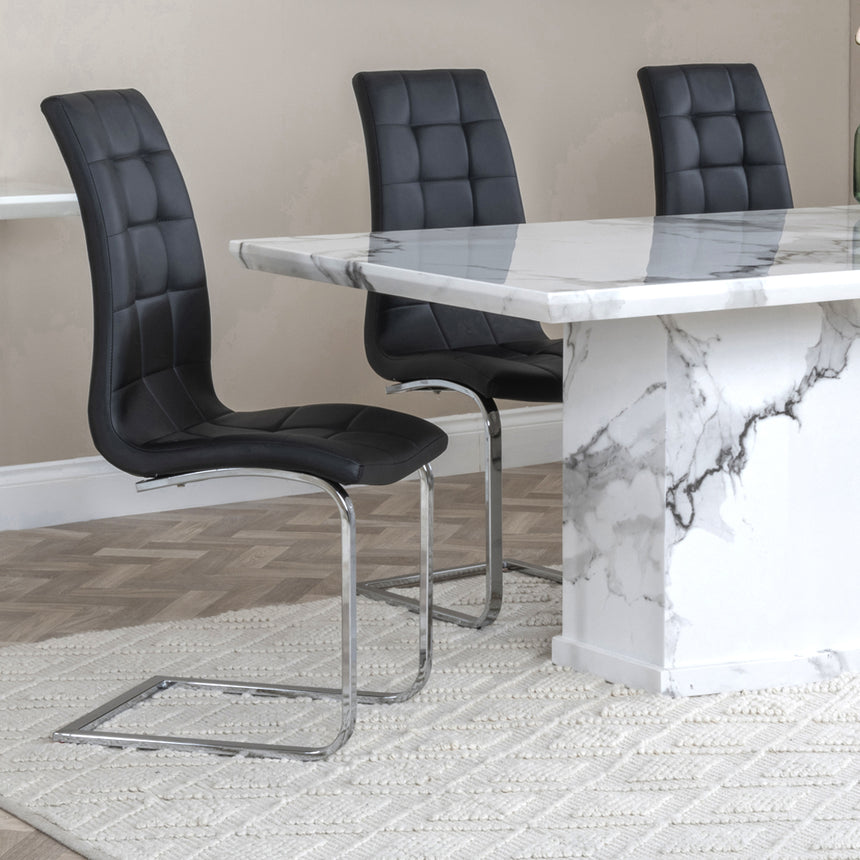 Toronto Marble Marble Dining Set - Padua Faux Leather Dining Chair