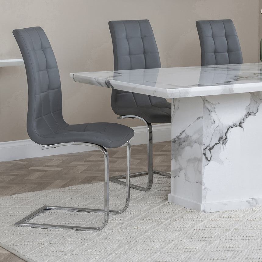 Toronto Marble Marble Dining Set - Padua Faux Leather Dining Chair