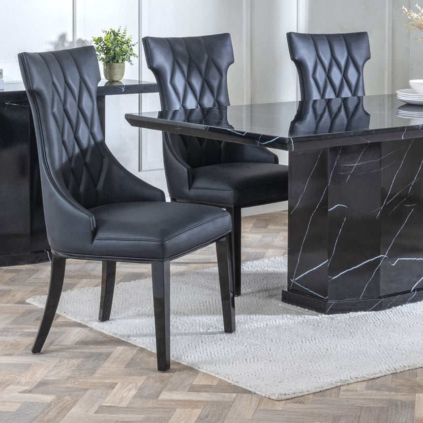 Toronto Marble Marble Dining Set - Parish Leather Dining Chair
