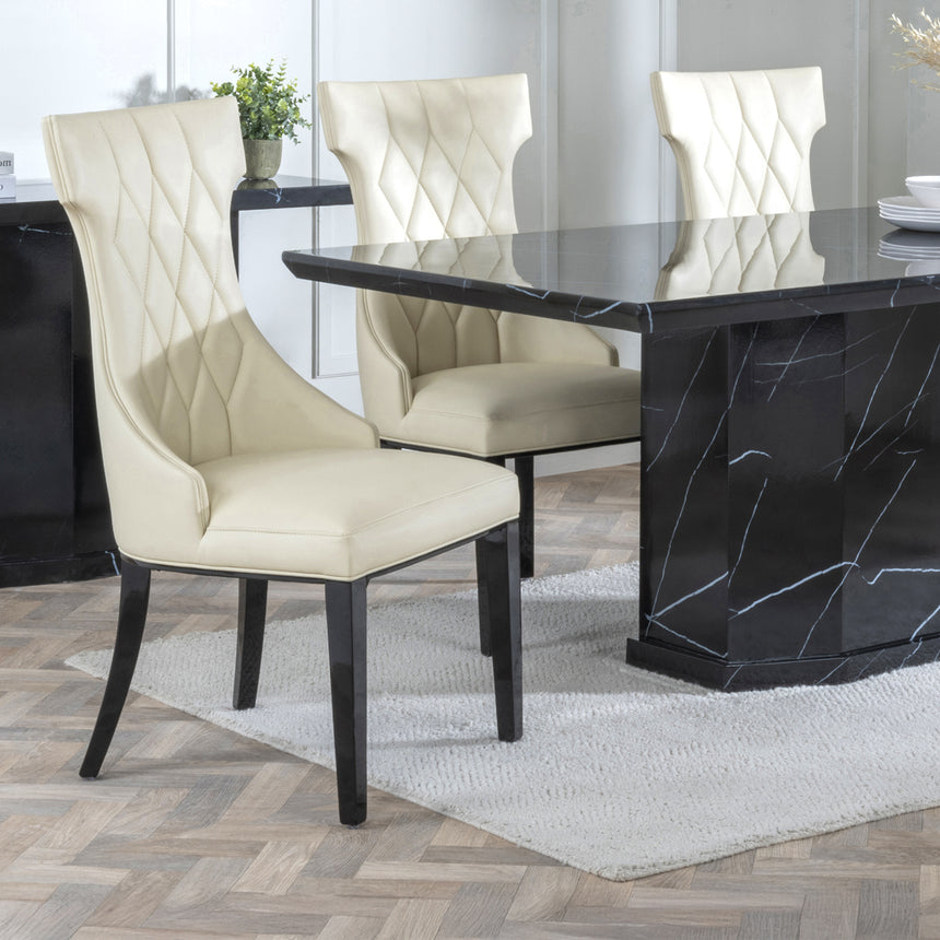 Toronto Marble Marble Dining Set - Parish Leather Dining Chair