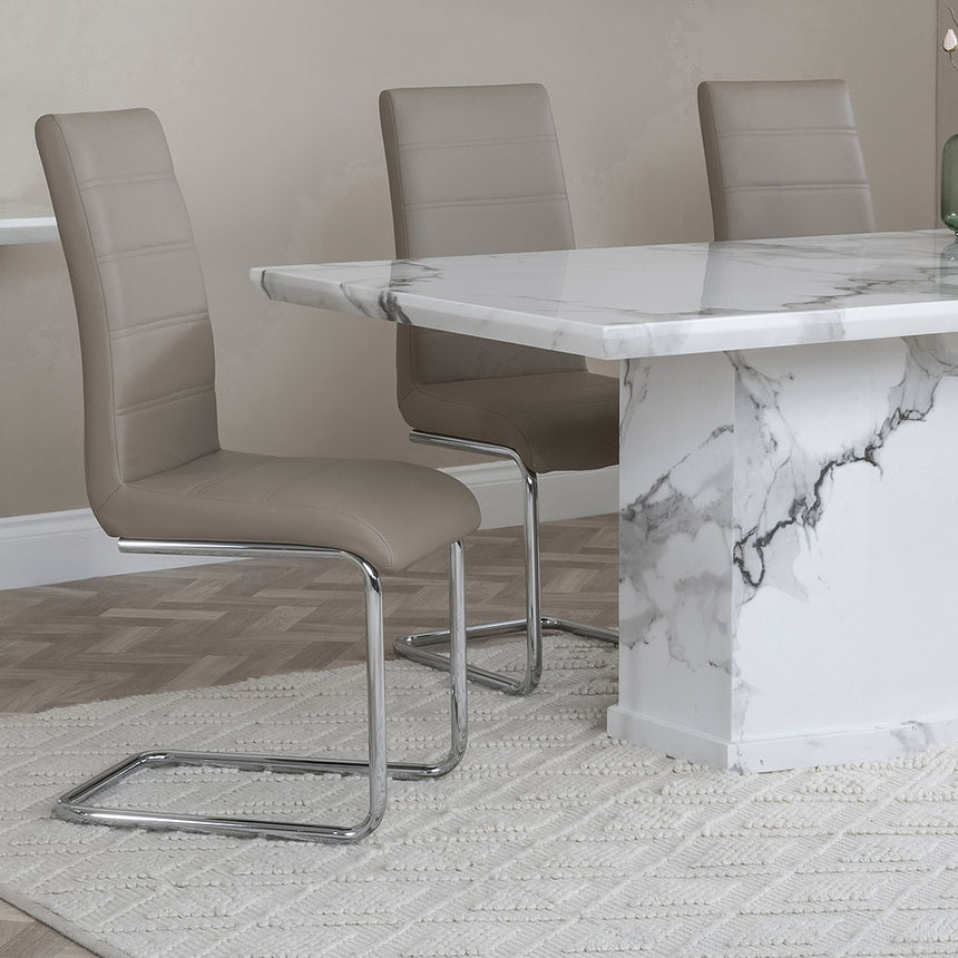 Toronto Marble Marble Dining Set - Romi Faux Leather Dining Chair