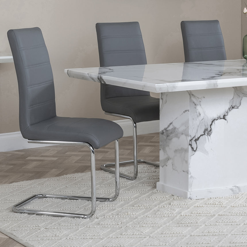 Toronto Marble Marble Dining Set - Romi Faux Leather Dining Chair