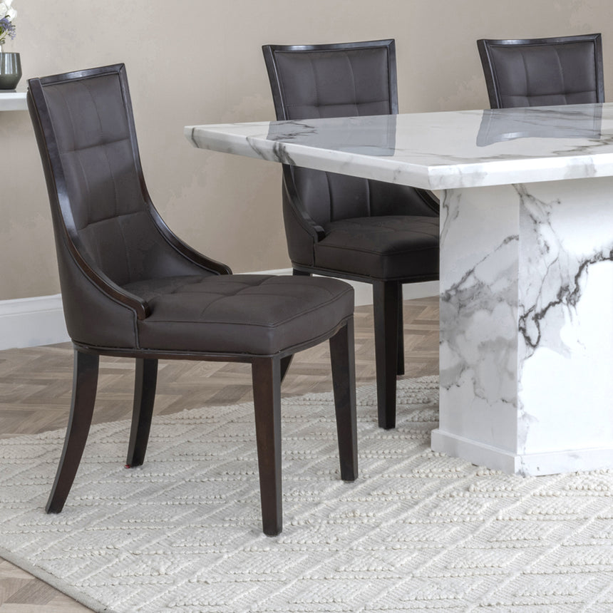 Toronto Marble Marble Dining Set - Sandia Leather Dining Chair