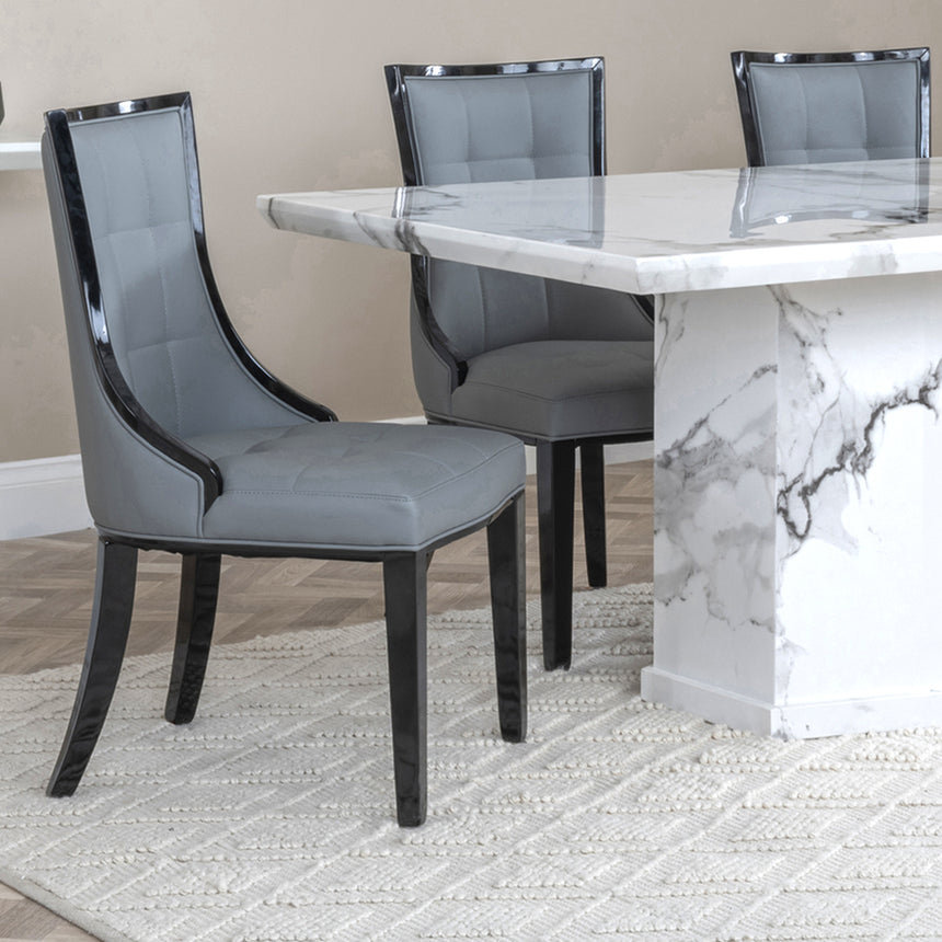 Toronto Marble Marble Dining Set - Sandia Leather Dining Chair