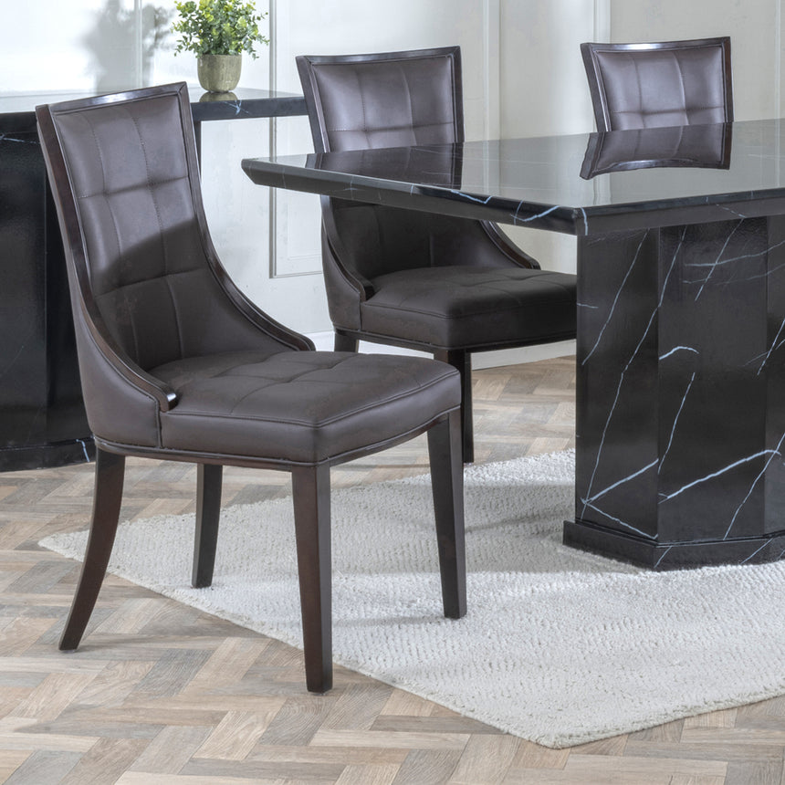 Toronto Marble Marble Dining Set - Sandia Leather Dining Chair