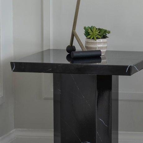 Toronto Marble Square Side Table with Pedestal Base