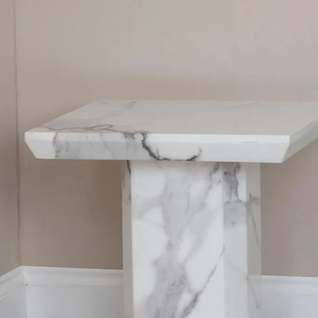Toronto Marble Square Side Table with Pedestal Base