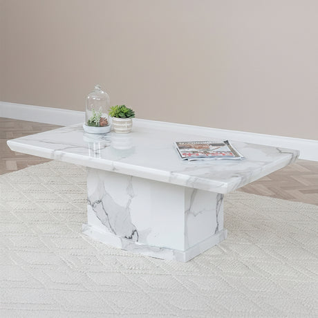 Toronto Marble Coffee Table with Pedestal Base