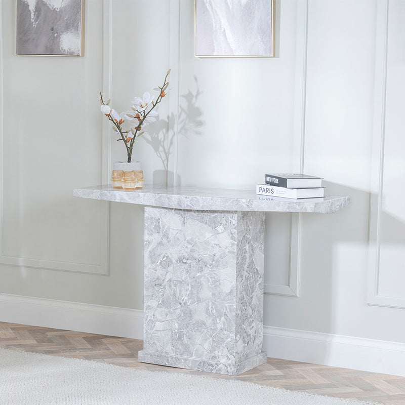 Genoa Marble Console Table with Pedestal Base
