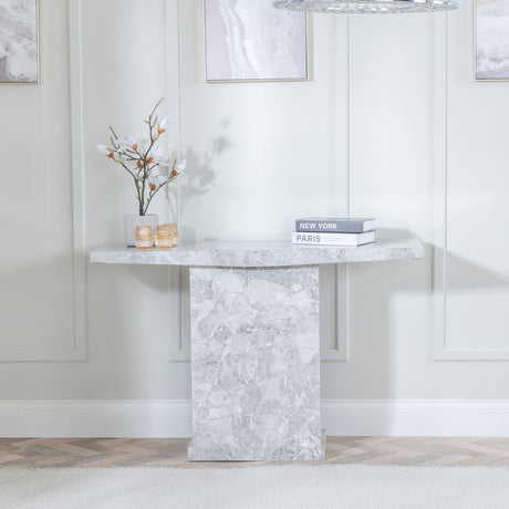 Genoa Marble Console Table with Pedestal Base
