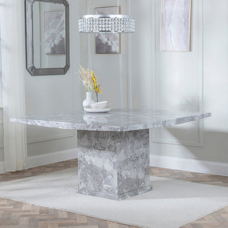 Genoa 8 Seater Square Marble Dining Table with Pedestal Base - 140cm