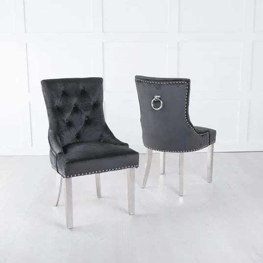 Turin White Marble Dining Set - Fabric Knocker Back Chairs with Chrome Legs