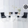 Turin White Marble Dining Set - Fabric Knocker Back Chairs with Chrome Legs