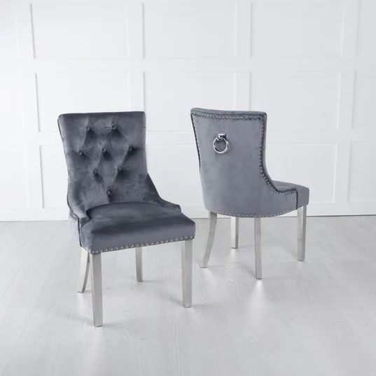 Turin White Marble Dining Set - Fabric Knocker Back Chairs with Chrome Legs