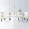 Turin White Marble Dining set - Parish Faux Leather Chairs