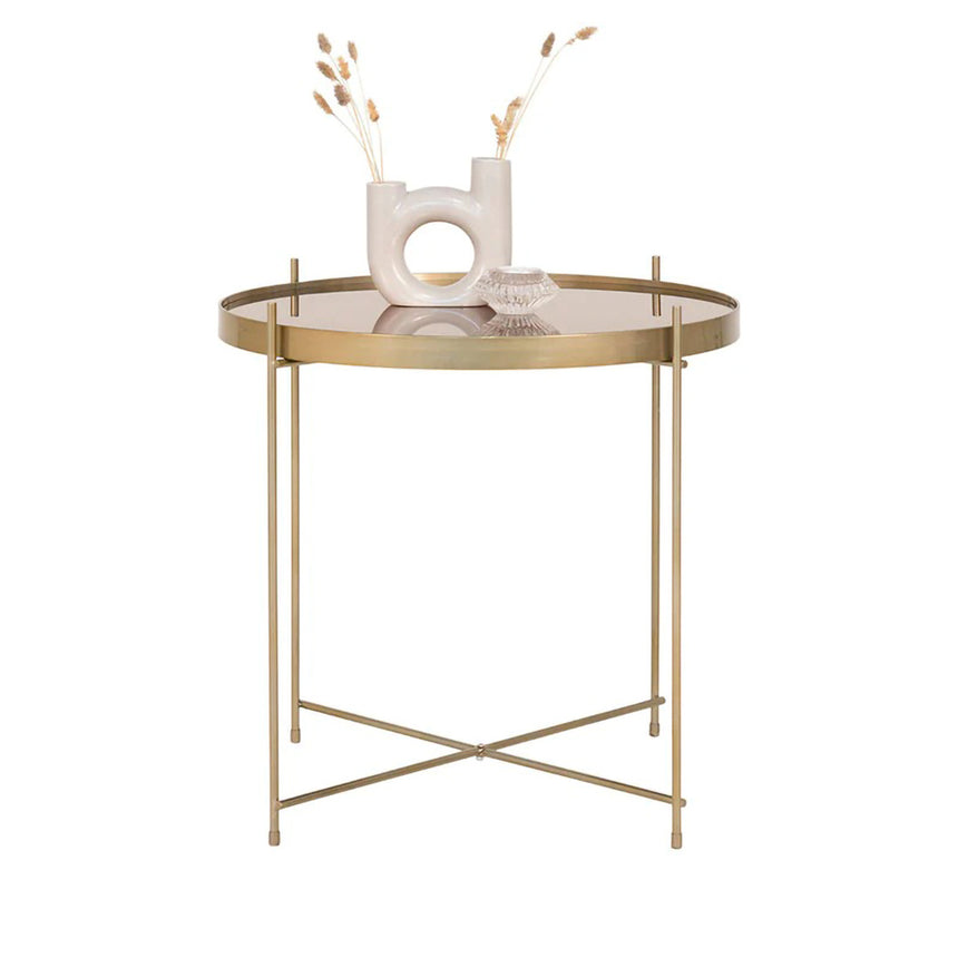 Venezia Brass Glass and Metal Round Coffee Table