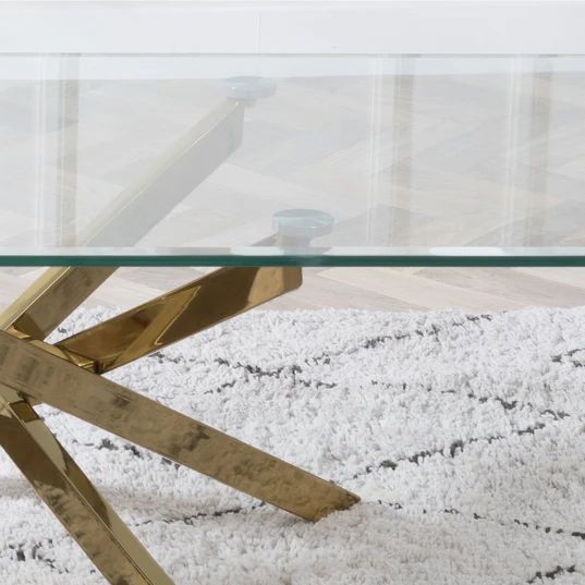 Venezia Glass Coffee Table with Gold Metal Chopstick Legs