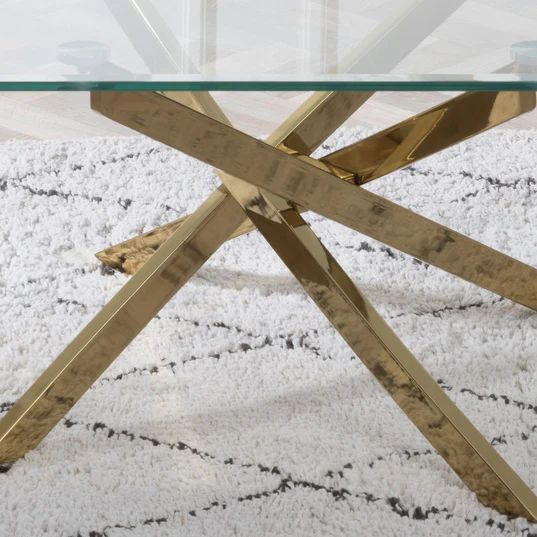 Venezia Glass Coffee Table with Gold Metal Chopstick Legs
