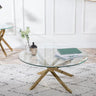 Venezia Glass Round Coffee Table with Gold Metal Chopstick Legs