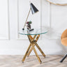 Venezia Glass Round Side Table with Gold Metal Chopstick Legs