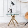 Venezia Glass Square Side Table with Gold Metal Chopstick Legs