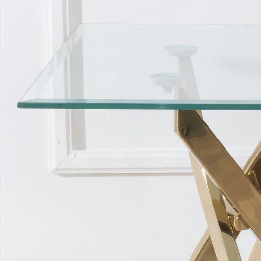 Venezia Glass Square Side Table with Gold Metal Chopstick Legs