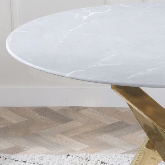 Venezia Glass 4 Seater Round Dining Table with Gold Metal Chopstick Legs