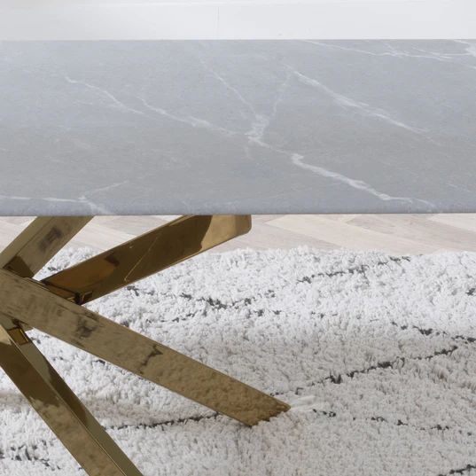 Venezia Glass Coffee Table with Gold Metal Chopstick Legs