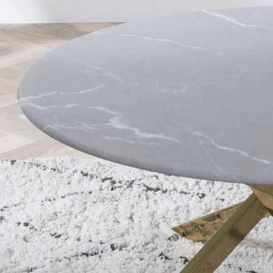 Venezia Glass Round Coffee Table with Gold Metal Chopstick Legs