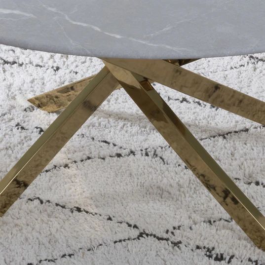 Venezia Glass Round Coffee Table with Gold Metal Chopstick Legs