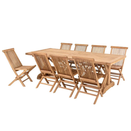 Volos Garden Dining Set - Teak Wood - with 8 Toledo Chairs