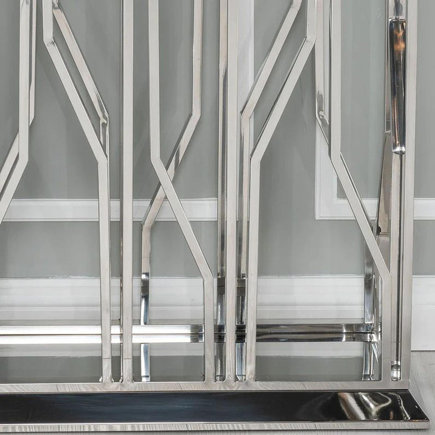 Vortex Console Table - Grey Marble & Chrome