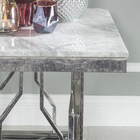 Vortex Side Table - Grey Marble & Chrome
