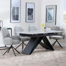 Wedge Grey Ceramic Extending Dining Set - Altavista Grey Fabric Swivel Dining Chair