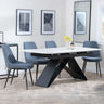 Wedge White Ceramic Extending Dining Set - Rovereto Grey Fabric Dining Chair