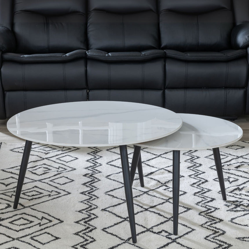Sarzana Round Ceramic Coffee Table (Set of 2)