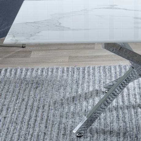 Ravenna Glass Coffee Table with Chrome Metal Chopstick Legs