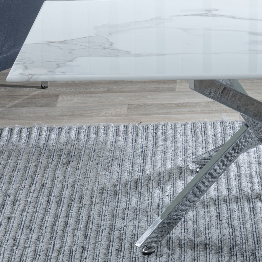 Ravenna Glass Coffee Table with Chrome Metal Chopstick Legs