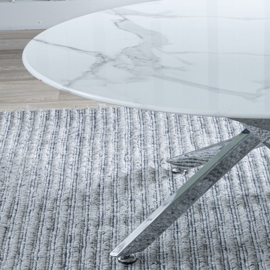 Ravenna Glass Round Coffee Table with Chrome Metal Chopstick Legs